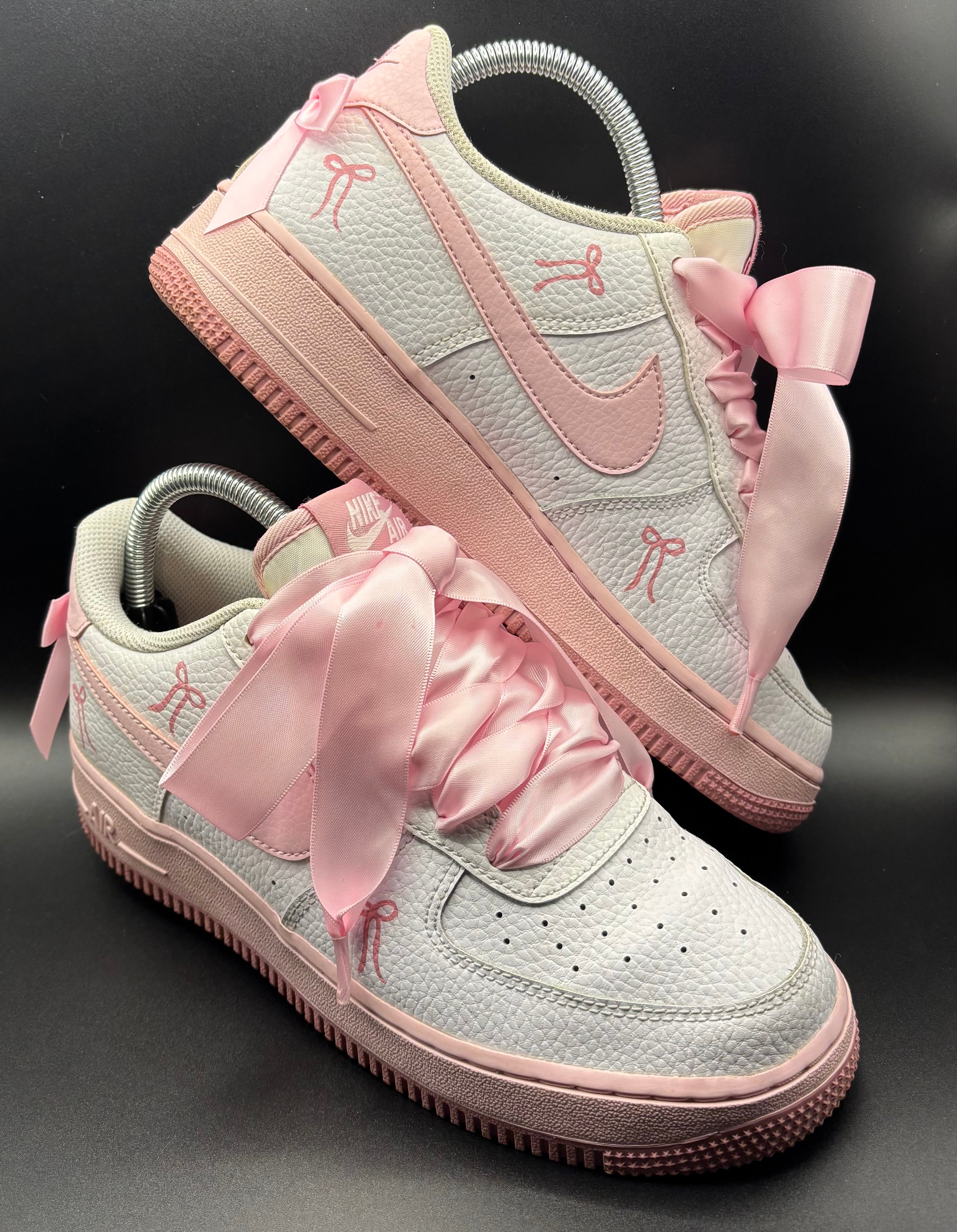 RESERVED - Nike Air Force 1 Pink Bow Detail – UK 6 – Coquette Style – Boutique Aesthetic