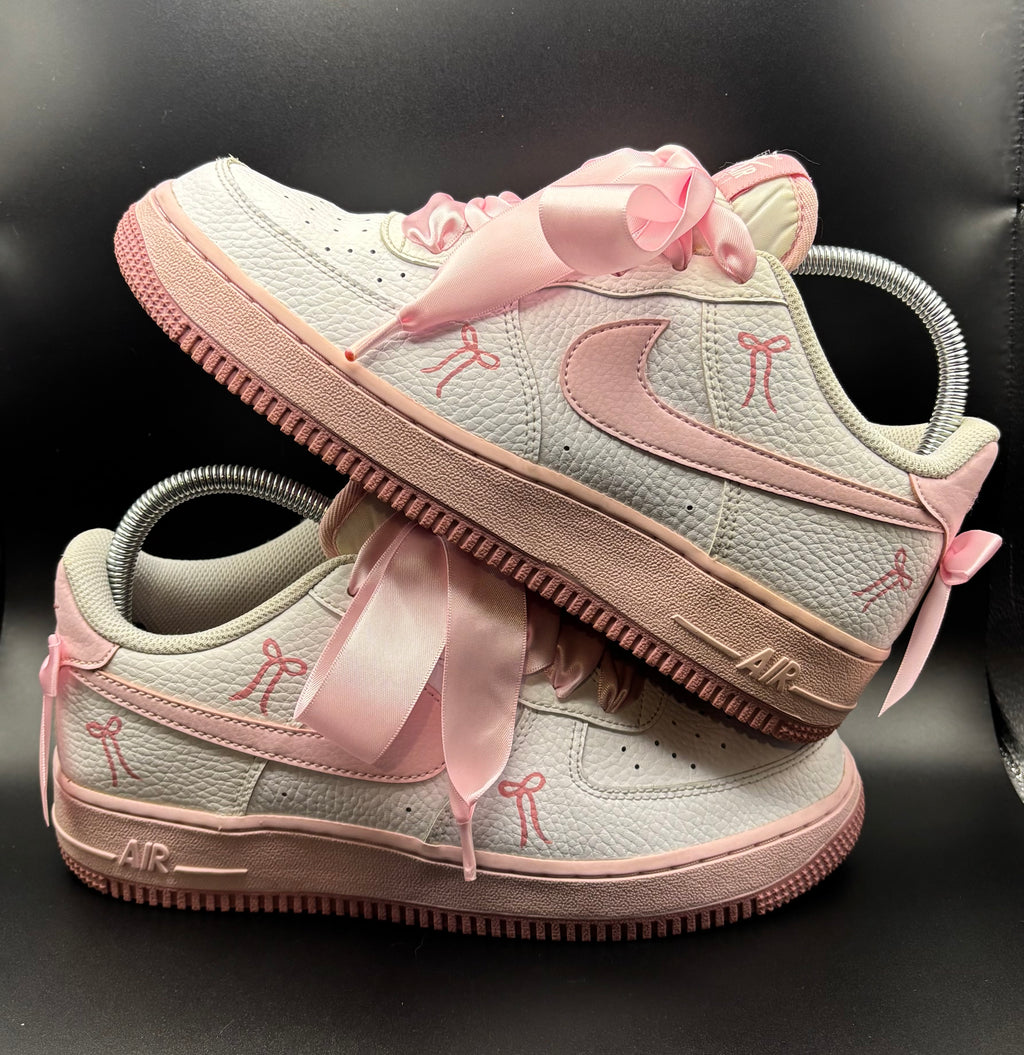 RESERVED - Nike Air Force 1 Pink Bow Detail – UK 6 – Coquette Style – Boutique Aesthetic