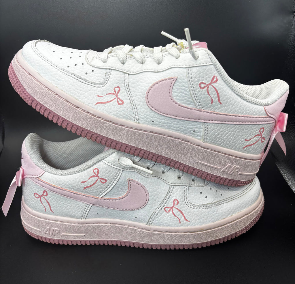 Custom Pink Bow Preloved Air Force 1s – Coquette Aesthetic