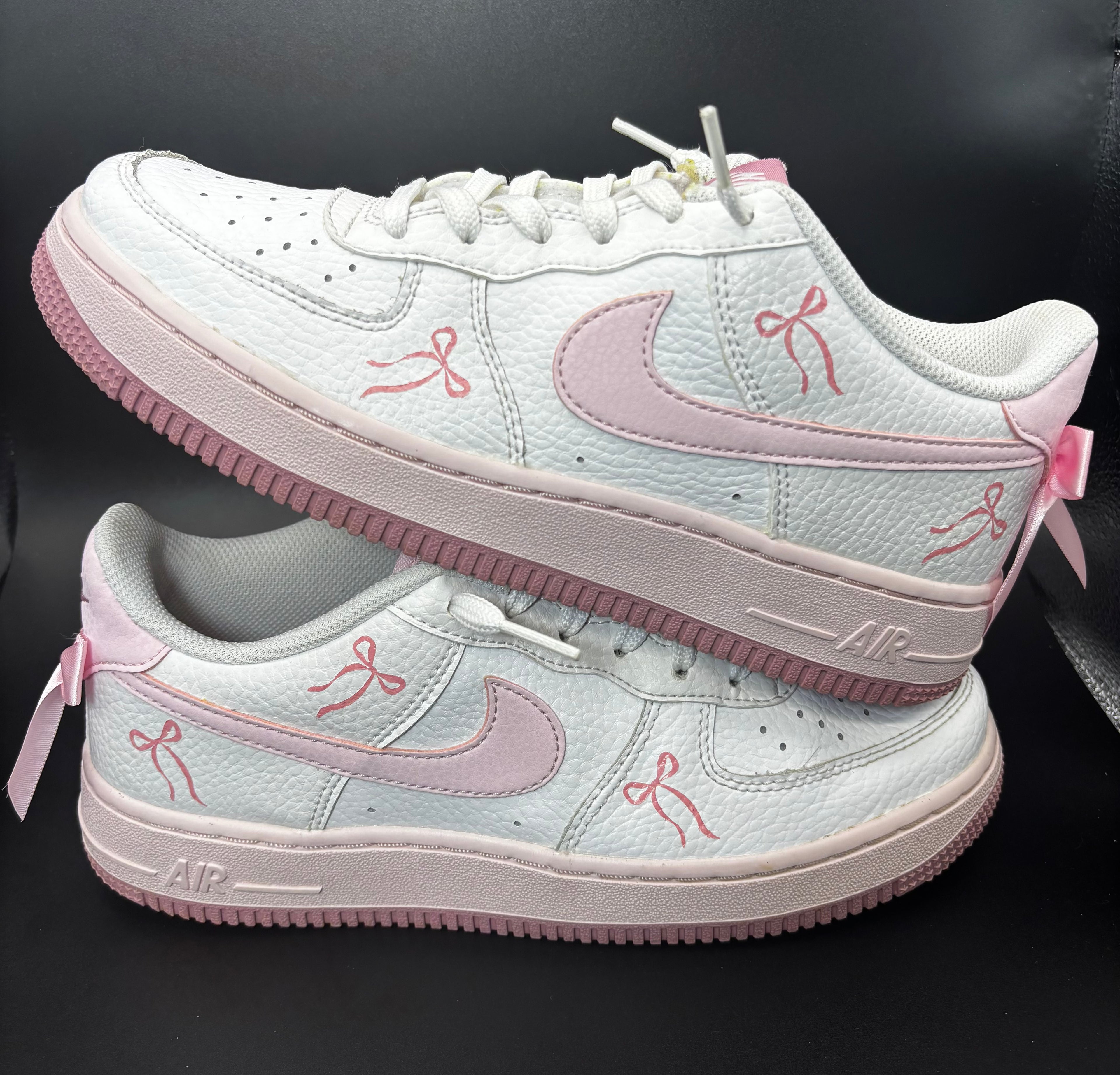 Custom Pink Bow Preloved Air Force 1s – Coquette Aesthetic