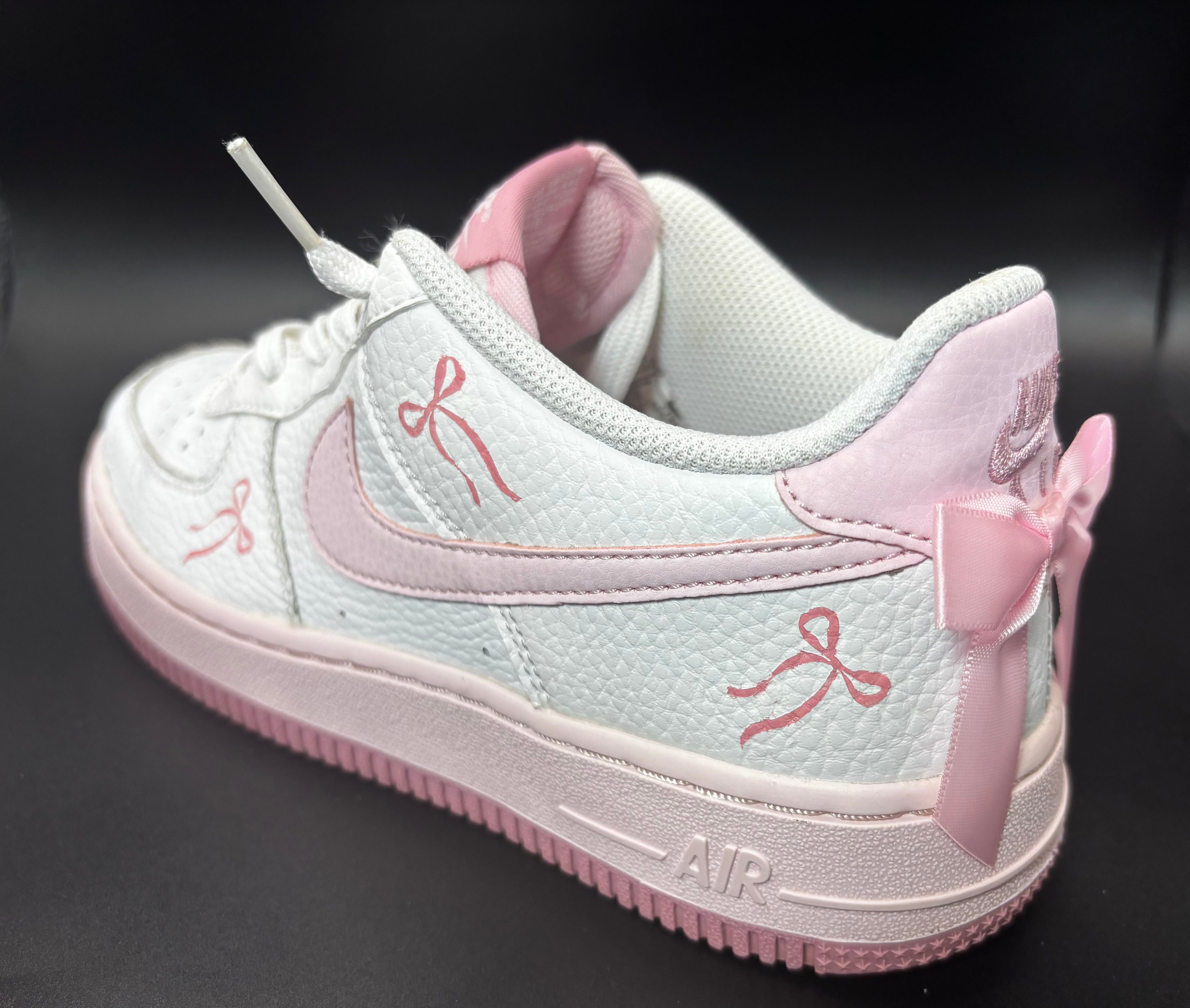 Custom Pink Bow Preloved Air Force 1s – Coquette Aesthetic