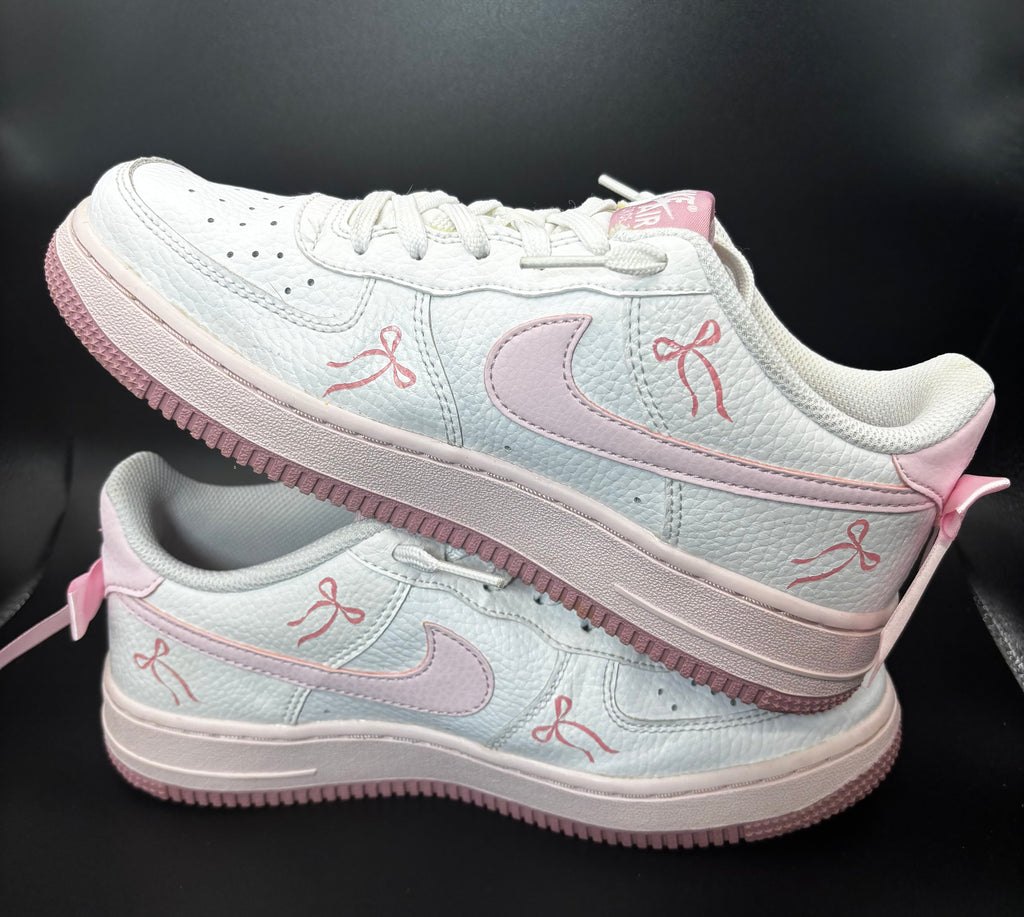 Custom Pink Bow Preloved Air Force 1s – Coquette Aesthetic