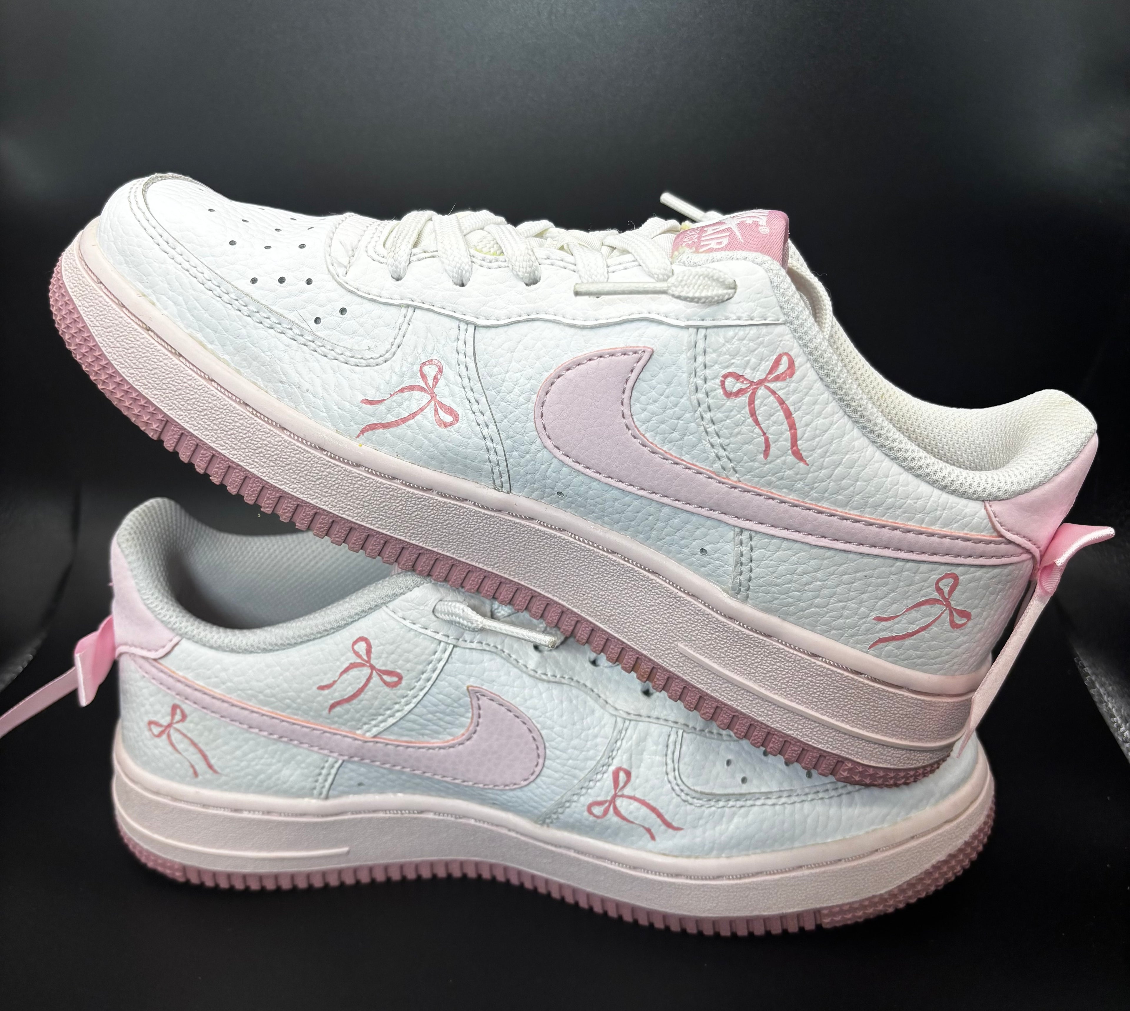 Custom Pink Bow Preloved Air Force 1s – Coquette Aesthetic